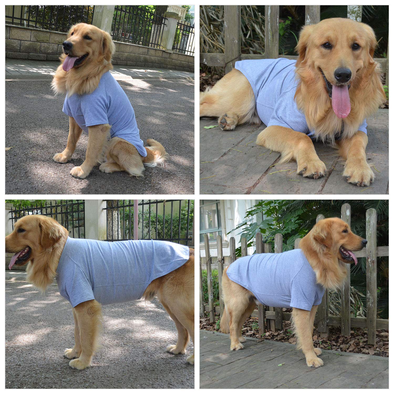 Lovelonglong Pet Clothing Dog Costumes Basic Blank T-Shirt Tee Shirts For Medium Dogs Gray Xxl